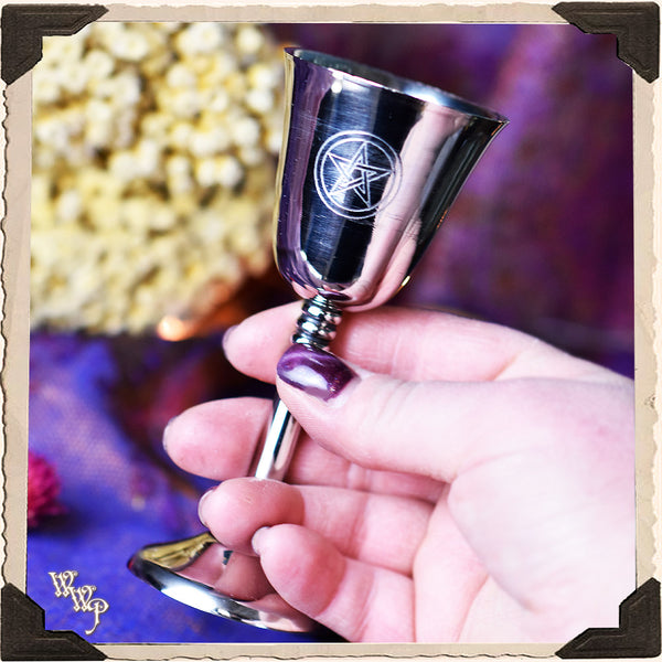 "PENTACLE" SILVER CHALICE CUP. For Ritual & Ceremony White Witch Parlour