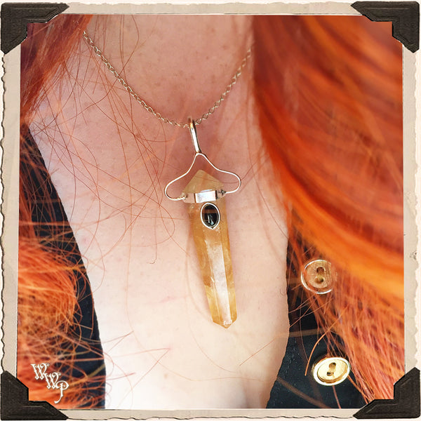 CITRINE & BLACK TOURMALINE CRYSTAL NECKLACE. For Prosperity, Protection & Manifestation. White Witch Parlour