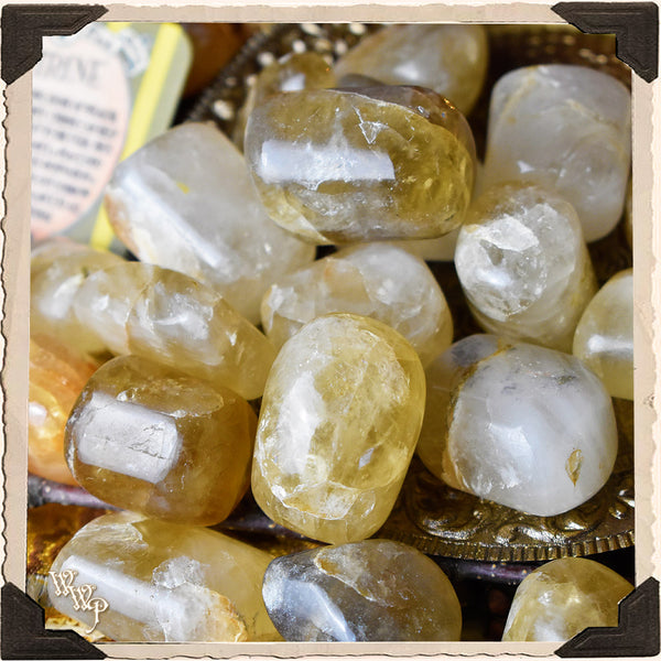 On Sale! CITRINE TUMBLED CRYSTAL. For Abundance, Prosperity & Positive Vibes. White Witch Parlour