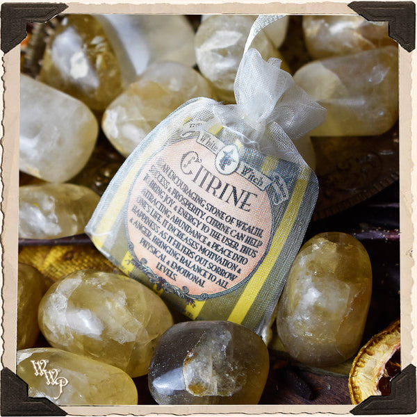 On Sale! CITRINE TUMBLED CRYSTAL. For Abundance, Prosperity & Positive Vibes. White Witch Parlour