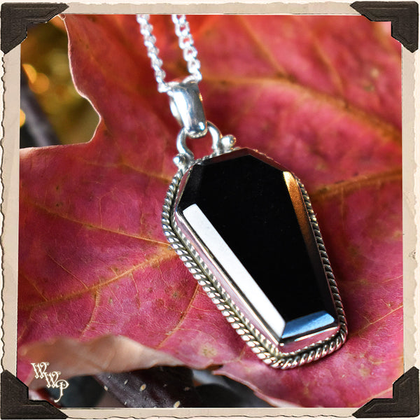 LIMITED EDITION : BLACK ONYX COFFIN SCRYING NECKLACE. For Protection, Grounding & Scrying.