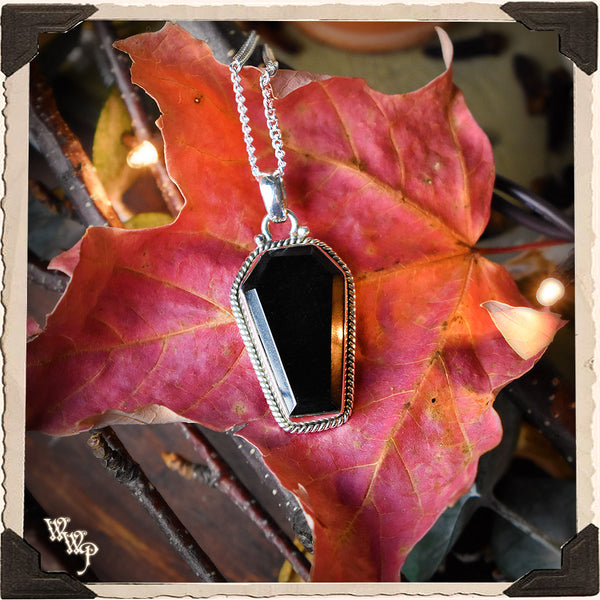 LIMITED EDITION : BLACK ONYX COFFIN SCRYING NECKLACE. For Protection, Grounding & Scrying. White Witch Parlour