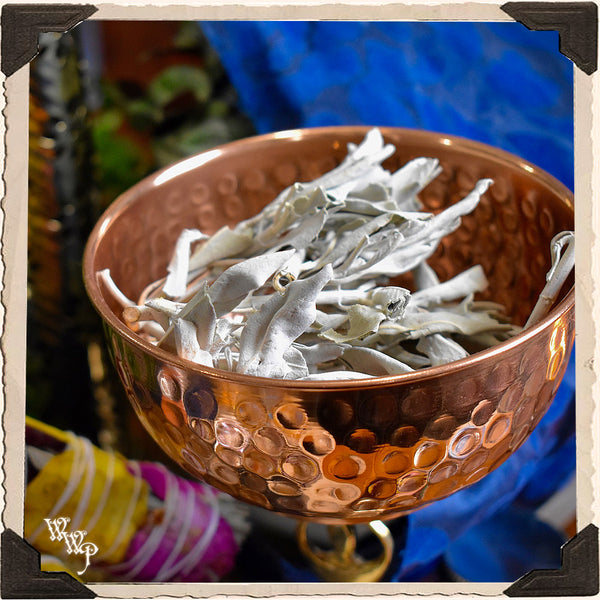 COPPER OFFERING BOWL With Spoon. Ritual Smudge Pot & Charcoal Burner. White Witch Parlour
