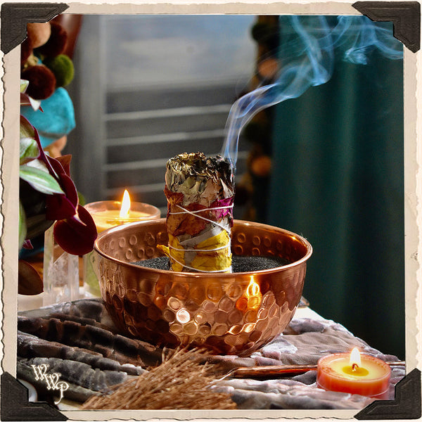 COPPER OFFERING BOWL With Spoon. Ritual Smudge Pot & Charcoal Burner. White Witch Parlour