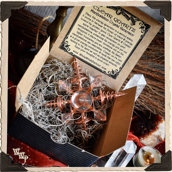 COPPER & QUARTZ CRYSTAL ENERGY GENERATOR. For Reiki Healing & Manifestation. White Witch Parlour