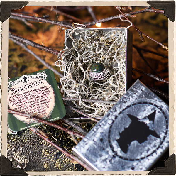 LIMITED EDITION : BLOODSTONE RING. For Grounding, Healing & Generosity. Sterling Silver. (SKU:D1812) White Witch Parlour