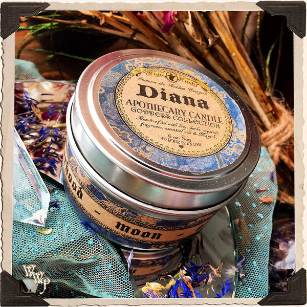 DIANA GODDESS CANDLE. 6 oz. For Intuition, Motherhood, Moon, Animals, Purity. White Witch Parlour