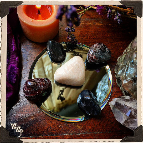 Mini Scrying Mirror. Occult Divination & Fortune Telling Black / Grey Mirror. Altar Decor White Witch Parlour