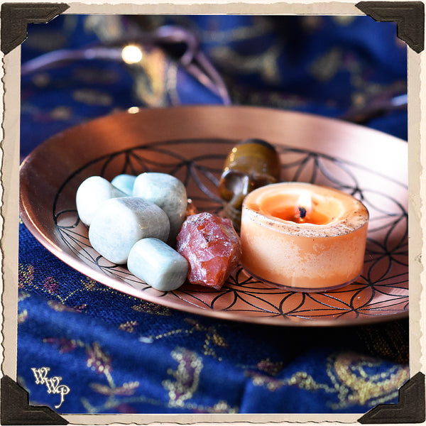 COPPER 'FLOWER OF LIFE' DISH. Ritual Smudge Plate & Offering Bowl.