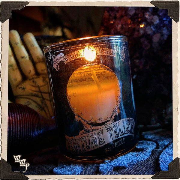 FORTUNE TELLER CANDLE. 3oz. For Psychic Clarity, Life Guidance & Insight. White Witch Parlour