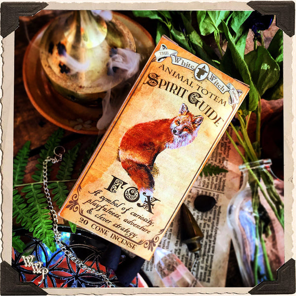 FOX Animal Totem Cone INCENSE. Blessed by Tiger's Eye & Quartz. For Adventure, Strategy, Curiosity. White Witch Parlour
