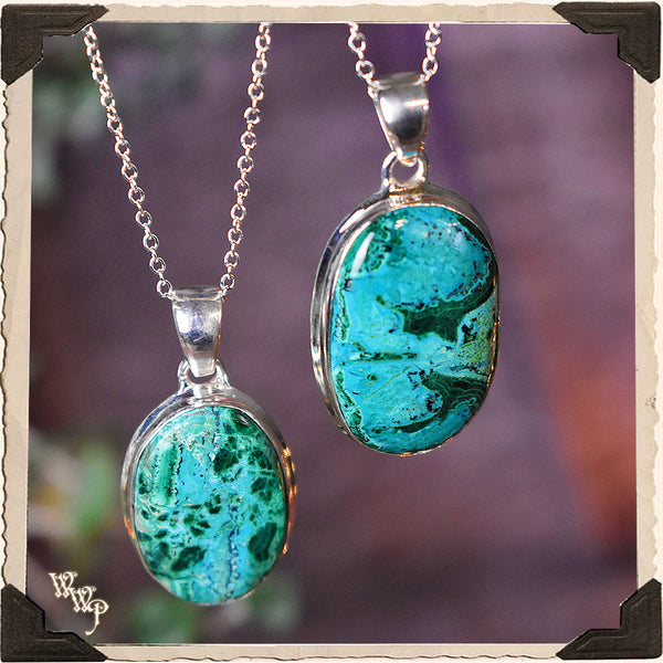 LIMITED EDITION : CHRYSOCOLLA MALACHITE OVAL NECKLACE. For Serenity, Unity & Transition.