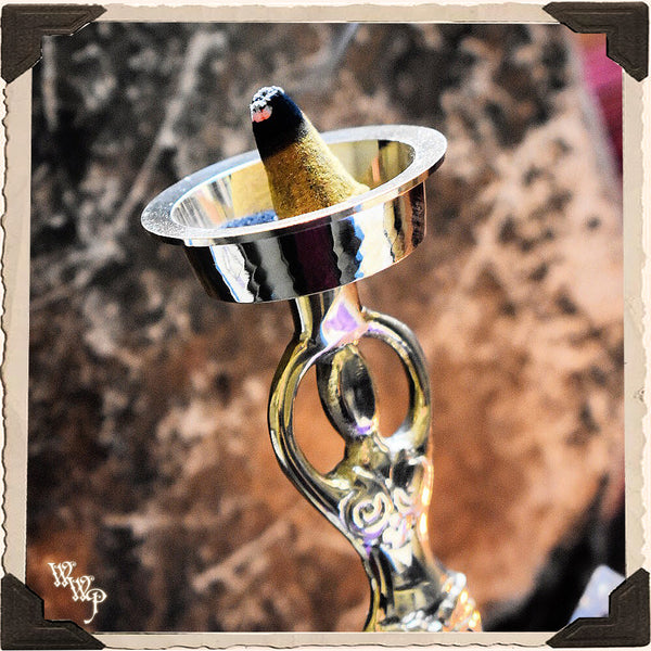 BRASS GODDESS INCENSE BURNER. Upright Cone Incense Holder. For Altar Decor White Witch Parlour