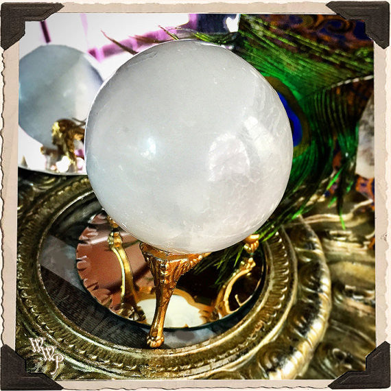 GOLD FOOT SPHERE STAND / BASE. Large Metal Victorian Crystal Sphere Tripod Holder. 50mm - 85mm White Witch Parlour