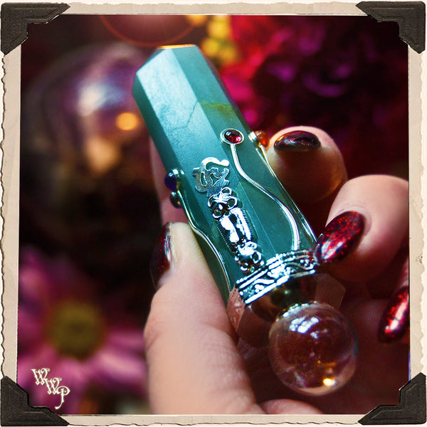 GREEN AVENTURINE CRYSTAL CHAKRA WAND. For Harmony & Generating Power from the Heart. White Witch Parlour