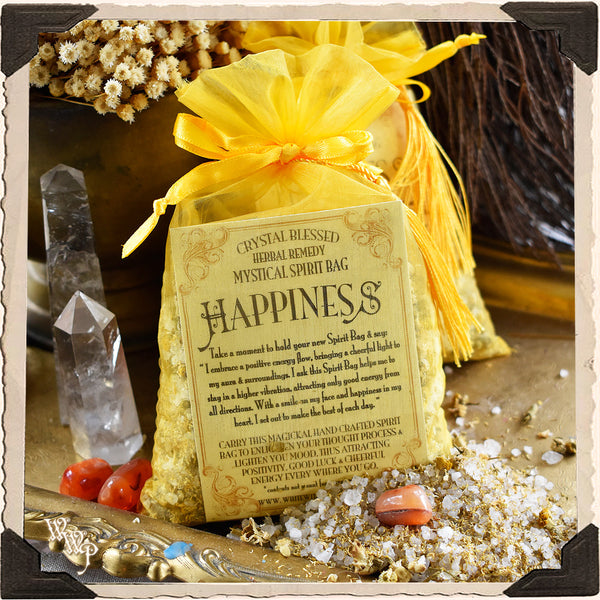 HAPPINESS SPIRIT BAG. Blessed Medicine Bag For Positive Energy, Cheer, Higher Vibrations & Transformation. White Witch Parlour