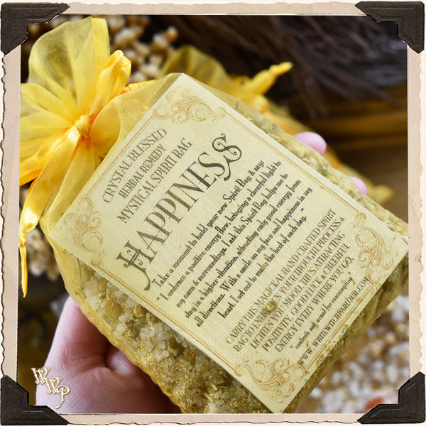HAPPINESS SPIRIT BAG. Blessed Medicine Bag For Positive Energy, Cheer, Higher Vibrations & Transformation. White Witch Parlour