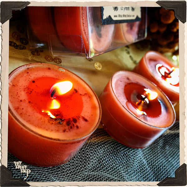 HARVEST TEALIGHT CANDLES. 12 Pack. For Fertility Abundance, Gratitude & Grounding. White Witch Parlour