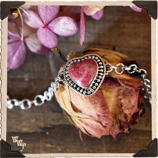 LIMITED EDITION: PINK ZOISITE HEART BRACELET. For Self Love, Preservation & Compassion. SKU: HB99 White Witch Parlour