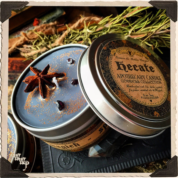 HECATE GODDESS CANDLE. 6 oz. For Mystery, Magick, Spirits, Witchcraft, Night.