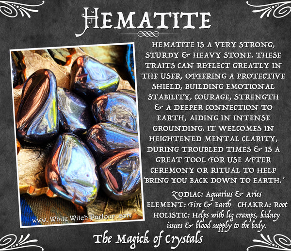 HEMATITE TUMBLED CRYSTAL For Balance, Emotional Stability & Grounding. White Witch Parlour