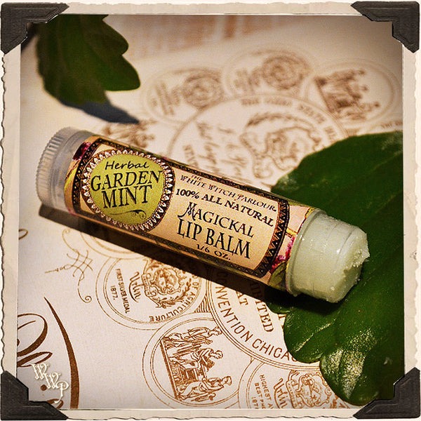 DISCONTINUED: HERBAL GARDEN MINT Lip Balm All Natural. Blessed by Clear Quartz Crystal.