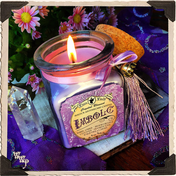 IMBOLC APOTHECARY CANDLE 8oz. For Mid-Winter, Renewed Energy & Beginnings. White Witch Parlour