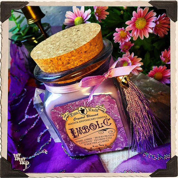 IMBOLC APOTHECARY CANDLE 8oz. For Mid-Winter, Renewed Energy & Beginnings. White Witch Parlour