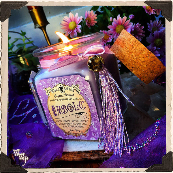 IMBOLC APOTHECARY CANDLE 8oz. For Mid-Winter, Renewed Energy & Beginnings. White Witch Parlour