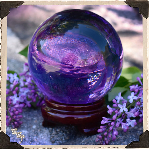 INDIGO / PURPLE CRYSTAL GAZING BALL. For Fortune Telling, Divination & Seance 80mm