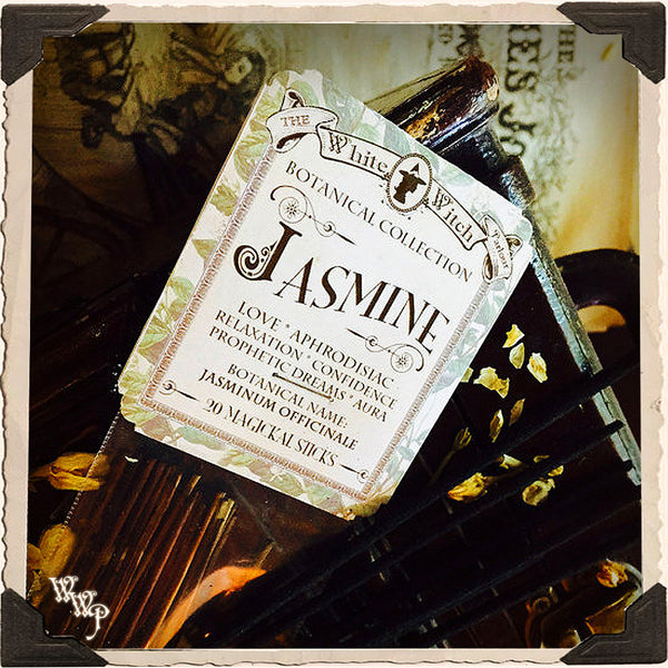 JASMINE INCENSE. 20 Stick Pack. Single-Note Botanical Floral Scent, Blessed by Clear Quartz Crystal. White Witch Parlour