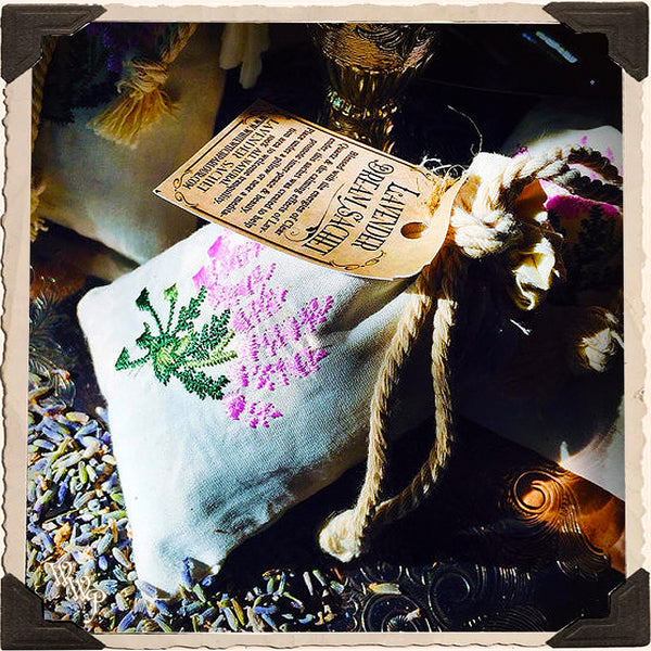 LAVENDER SACHET Dream Pillow. Blessed with Clear Quartz Crystal For Holistic Sleep Remedy, Calming Stress & Anxiety Relief. White Witch Parlour