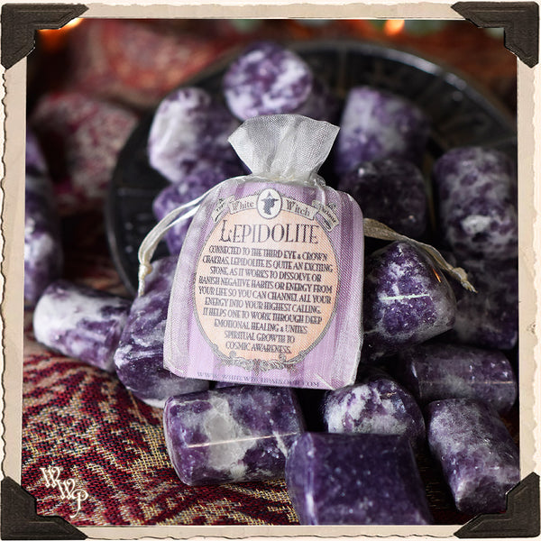 LEPIDOLITE TUMBLED CRYSTAL. For Cosmic Awareness, Banishing Old Habits & Growth. White Witch Parlour