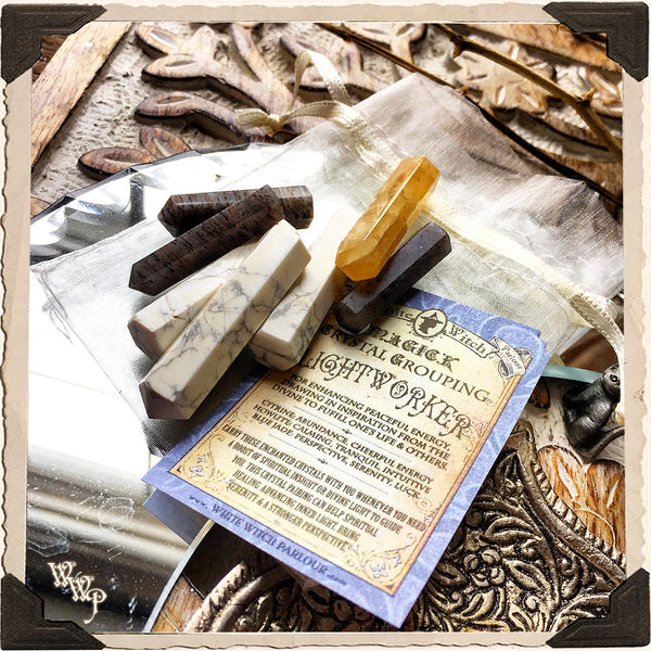 LIGHTWORKER Crystal Grid Set. For Light Energy, Peace & Fulfillment. White Witch Parlour