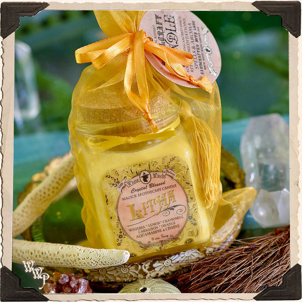 LITHA APOTHECARY CANDLE 8oz. Summer Solstice. For Light Celebration & Sun Worship. White Witch Parlour