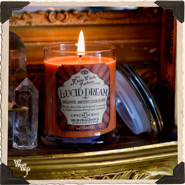 LUCID DREAM Elixir Apothecary CANDLE 7oz.   For Dreamwork & Subconscious Awakening. White Witch Parlour