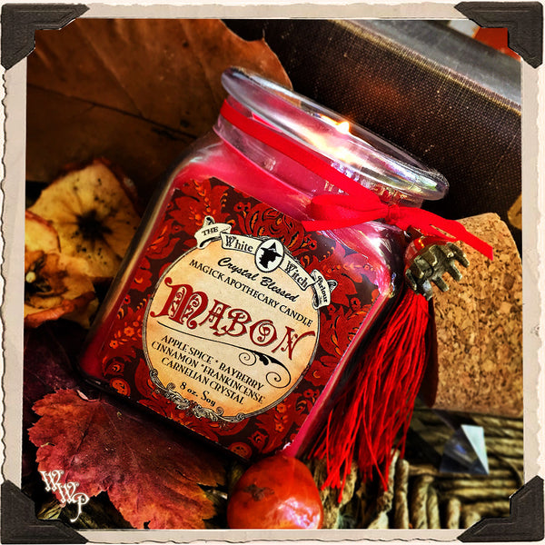 MABON APOTHECARY CANDLE 8oz. Autumn Equinox. For Thanksgiving, Harvest & Prosperity. White Witch Parlour