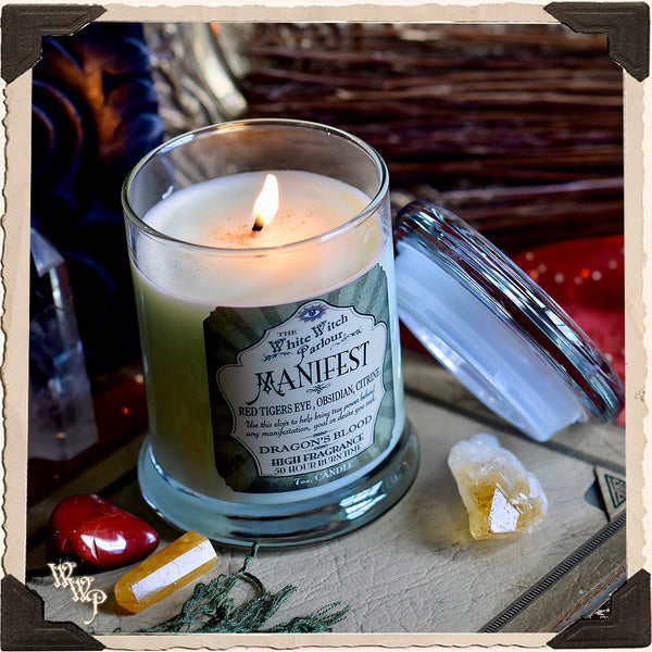 MANIFEST Elixir Apothecary CANDLE 7oz. For Enhancing Magick, Spells, Wishes & Manifestation Power. White Witch Parlour