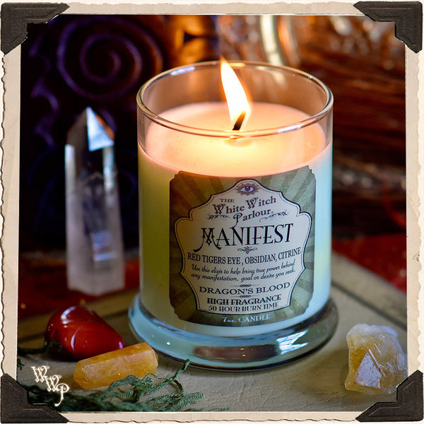 MANIFEST Elixir Apothecary CANDLE 7oz. For Enhancing Magick, Spells, Wishes & Manifestation Power. White Witch Parlour