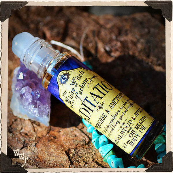 MEDITATION Elixir 1/3oz. Body Oil Rollon. For Wisdom, Peace & Spiritual Enlightenment. White Witch Parlour
