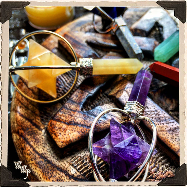 MERKABA CRYSTAL GODDESS PENDULUM with Silver Chain. For Divination & Scrying White Witch Parlour