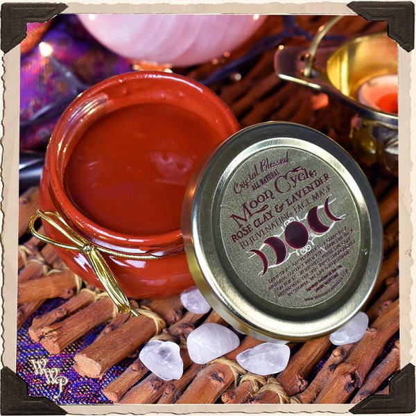 DISCONTINUED: MOON CYCLE REJUVENATING FACE MASK. Rose Clay & Lavender. All Natural 3oz. For Self Care. White Witch Parlour
