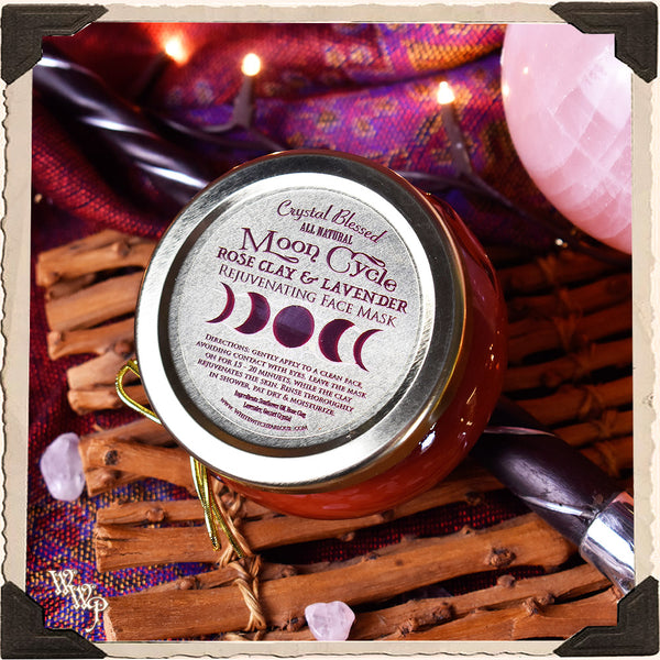DISCONTINUED: MOON CYCLE REJUVENATING FACE MASK. Rose Clay & Lavender. All Natural 3oz. For Self Care. White Witch Parlour