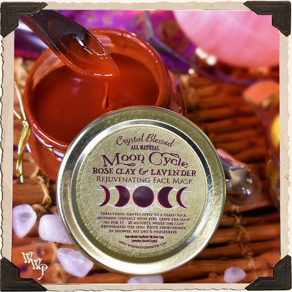 DISCONTINUED: MOON CYCLE REJUVENATING FACE MASK. Rose Clay & Lavender. All Natural 3oz. For Self Care. White Witch Parlour