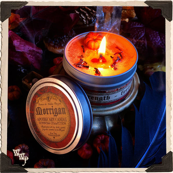 MORRIGAN GODDESS CANDLE. 6 oz. For Prophecy, Samhain & Empowerment. White Witch Parlour