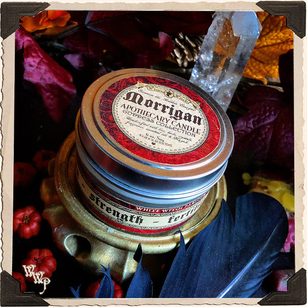 MORRIGAN GODDESS CANDLE. 6 oz. For Prophecy, Samhain & Empowerment. White Witch Parlour