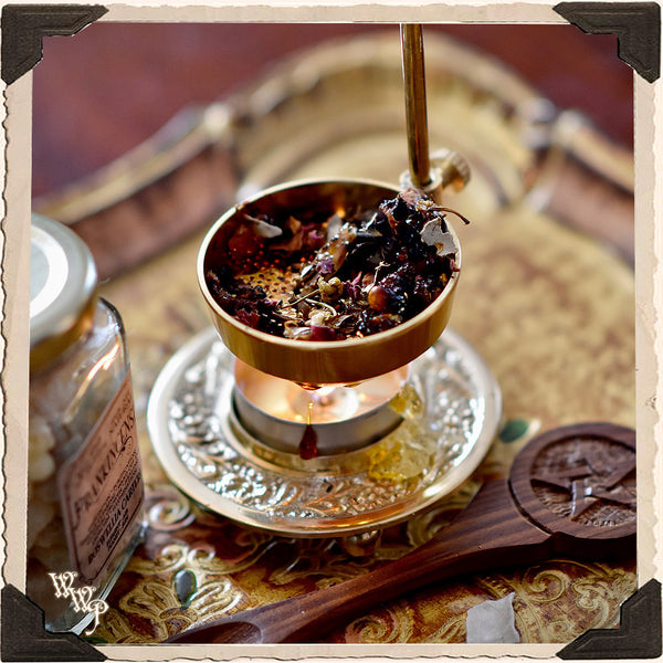 BRASS 'CHARCOAL FREE' RESIN BURNER For Natural Incense & Censer for herbs & resins. White Witch Parlour