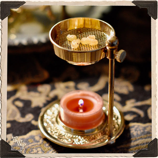 BRASS 'CHARCOAL FREE' RESIN BURNER For Natural Incense & Censer for herbs & resins.