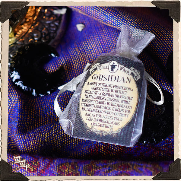 CRESCENT MOON BLACK OBSIDIAN TALISMAN. For New Moon, Protection, Scrying & Divination. White Witch Parlour