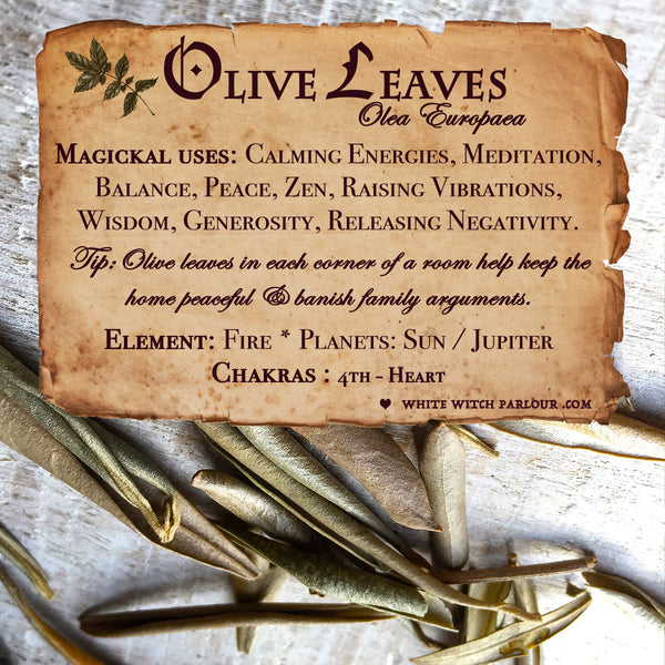 OLIVE LEAVES APOTHECARY. Dried Herbs. For Peace, Healing & Balance. White Witch Parlour